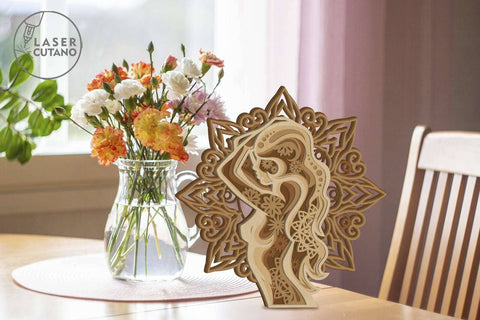 Women Silhouette Ornamented Template SVG LaserCutano 