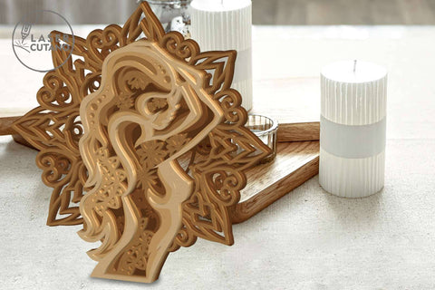 Women Silhouette Ornamented Template SVG LaserCutano 