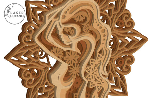 Women Silhouette Ornamented Template SVG LaserCutano 