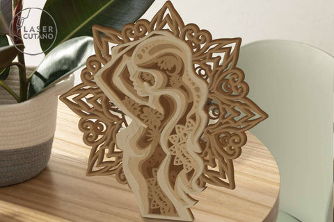 Women Silhouette Ornamented Template SVG LaserCutano 