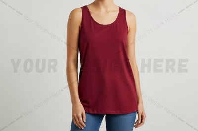 women's burgundy sleeveless t-shirt Mock Up Photo Regulrcrative 