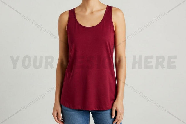 Women's burgundy tank top Mock Up Photo Regulrcrative 