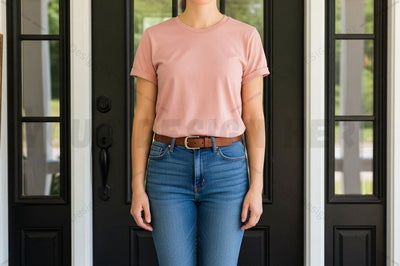 Women's casual pink t-shirt Mock Up Photo Designangry 
