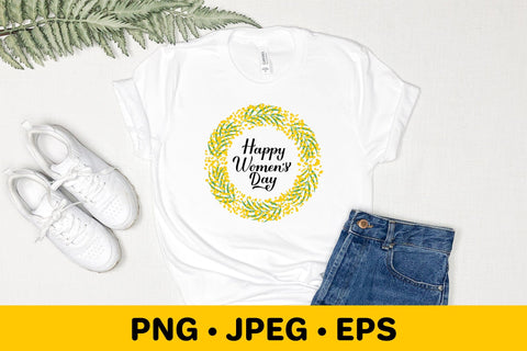 Women’s Day. Floral mimosa wreath sublimation design Sublimation LaBelezoka 