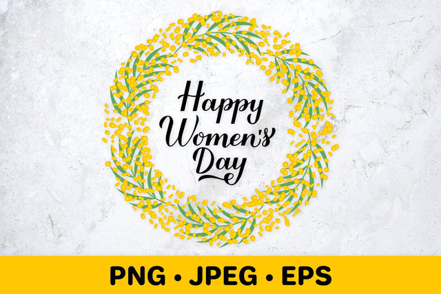 Women’s Day. Floral mimosa wreath sublimation design Sublimation LaBelezoka 