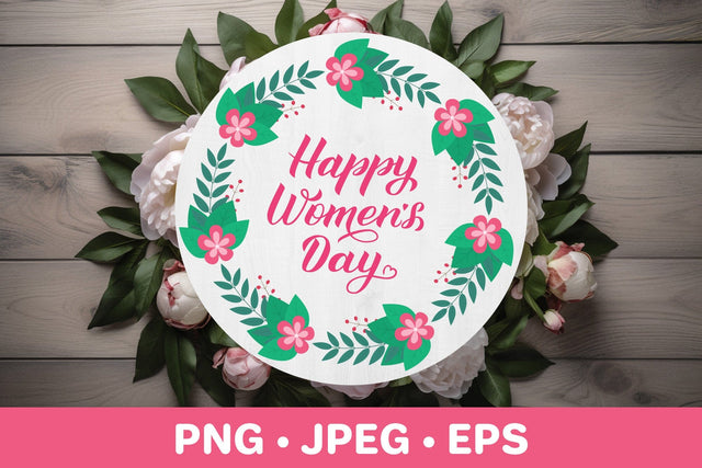 Womens Day floral round sign. Women’s Day sublimation design Sublimation LaBelezoka 