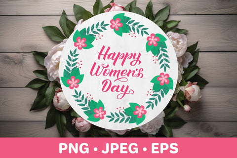 Womens Day floral round sign. Women’s Day sublimation design Sublimation LaBelezoka 