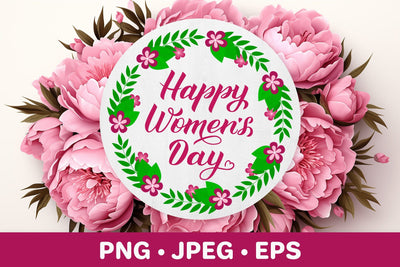 Women’s Day floral round sign. Womens Day sublimation design Sublimation LaBelezoka 