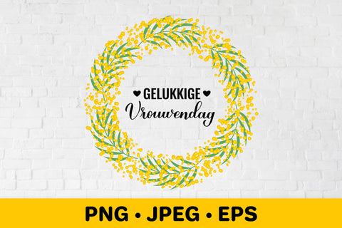 Women’s Day in Dutch. Floral mimosa wreath sublimation Sublimation LaBelezoka 