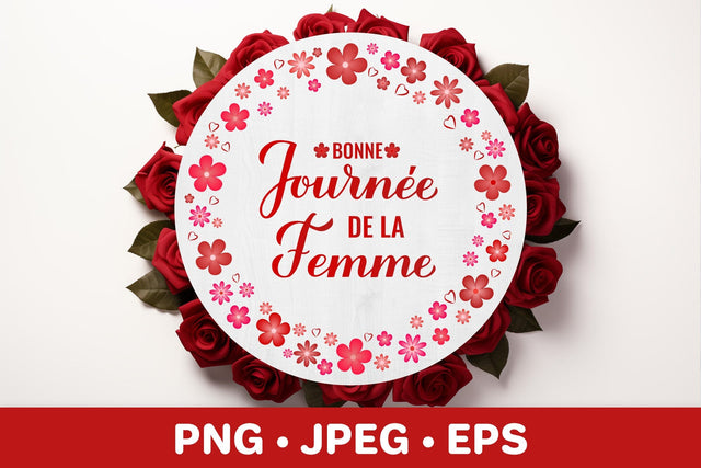 Women’s Day in French. Floral wreath sublimation design Sublimation LaBelezoka 