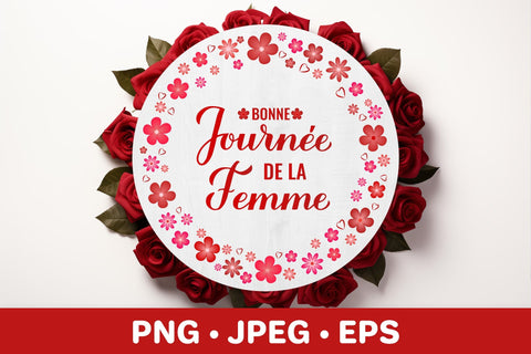 Women’s Day in French. Floral wreath sublimation design Sublimation LaBelezoka 