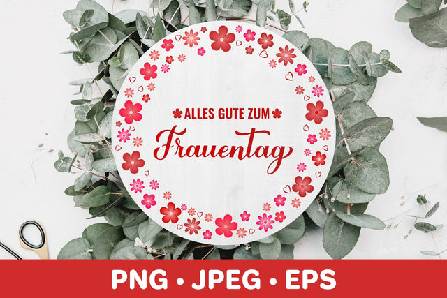 Women’s Day in German. Floral wreath sublimation design Sublimation LaBelezoka 