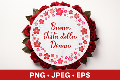 Women’s Day in Italian. Floral wreath sublimation design Sublimation LaBelezoka 