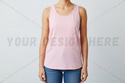 Women's pink sleeveless t-shirt Mock Up Photo Regulrcrative 