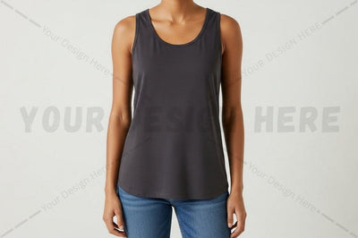 Women's solid black tank top Mock Up Photo Regulrcrative 