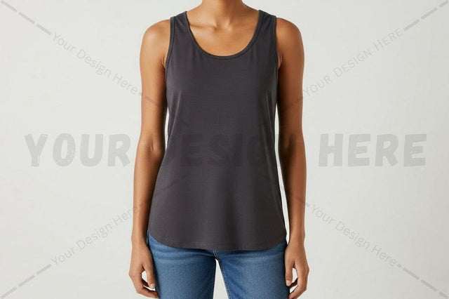 Women's solid black tank top Mock Up Photo Regulrcrative 