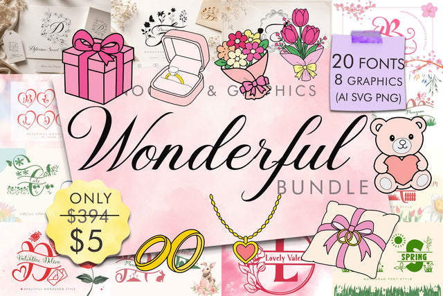 Wonderful Monogram Fonts & Graphics Font Prasetya Letter 