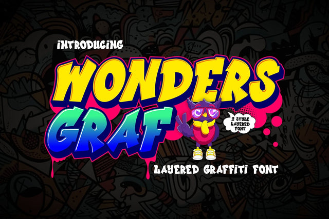 Wonders Graff - 3d Layered Graffiti Font Font Mozzatype 