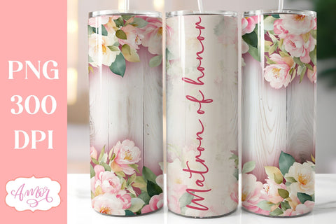 Wood and flowers wedding Tumbler Wraps sublimation BUNDLE Sublimation Amorclipart 