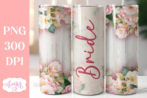 Wood and flowers wedding Tumbler Wraps sublimation BUNDLE Sublimation Amorclipart 