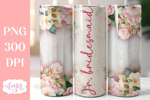 Wood and flowers wedding Tumbler Wraps sublimation BUNDLE Sublimation Amorclipart 