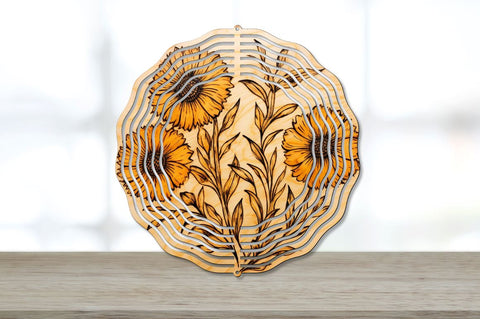 Wood Burned Calendula Flowers Wind Spinner Bundle Sublimation Regulrcrative 