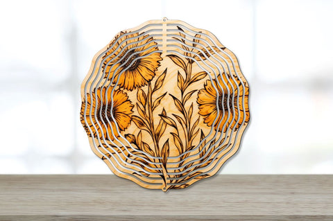 Wood Burned Calendula Flowers Wind Spinner Bundle Sublimation Regulrcrative 