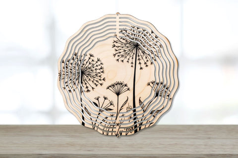 Wood Burned Dandelion Flowers Wind Spinner Bundle Sublimation Regulrcrative 