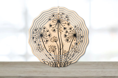 Wood Burned Dandelion Flowers Wind Spinner Bundle Sublimation Regulrcrative 