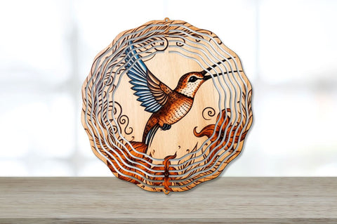 Wood Burned Hummingbird Bird Wind Spinner Bundle Sublimation Regulrcrative 