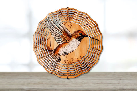 Wood Burned Hummingbird Bird Wind Spinner Bundle Sublimation Regulrcrative 