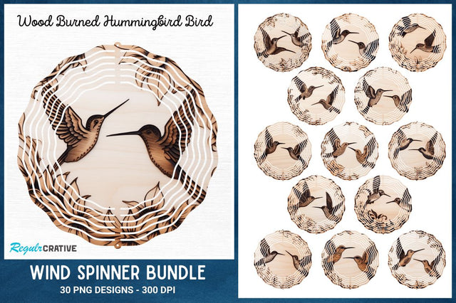 Wood Burned Hummingbird Bird Wind Spinner Sublimation Bundle Sublimation Regulrcrative 