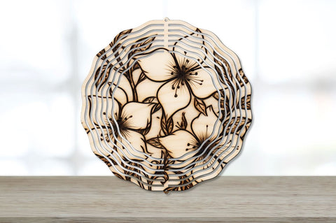 Wood Burned Jasmine Flowers Wind Spinner Sublimation Bundle Sublimation Regulrcrative 