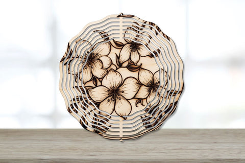 Wood Burned Jasmine Flowers Wind Spinner Sublimation Bundle Sublimation Regulrcrative 