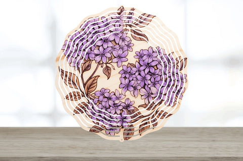 Wood Burned Lilac Flowers Wind Spinner Sublimation Regulrcrative 