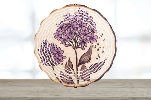 Wood Burned Lilac Flowers Wind Spinner Sublimation Regulrcrative 