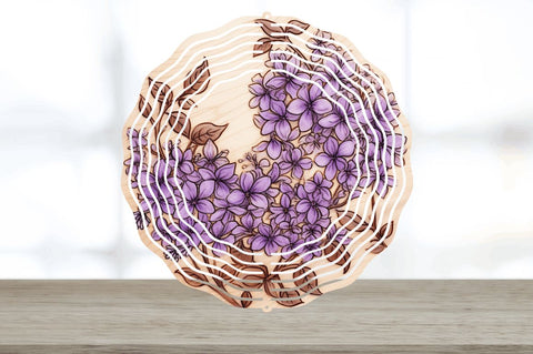 Wood Burned Lilac Flowers Wind Spinner Sublimation Regulrcrative 