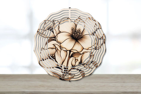 Wood Burned Magnolia Flowers Wind Spinner Bundle Sublimation Regulrcrative 