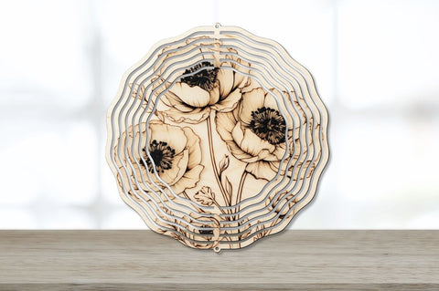 Wood Burned Ranunculus Flowers Wind Spinner Sublimation Bundle Sublimation Regulrcrative 