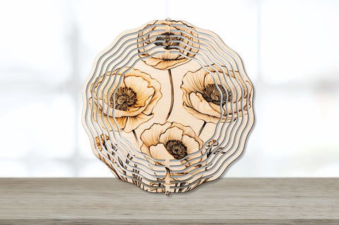 Wood Burned Ranunculus Flowers Wind Spinner Sublimation Bundle Sublimation Regulrcrative 