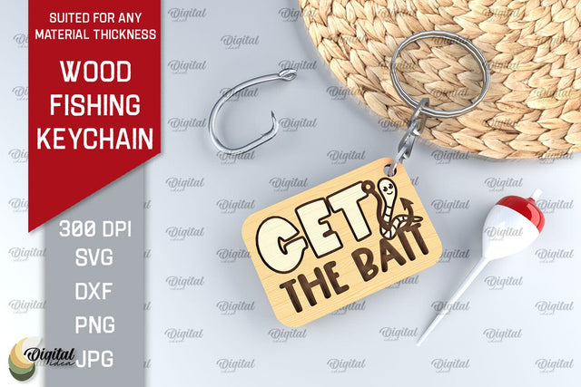 Wood Fishing Keychain Laser Cut. Wood Fishing Tag SVG SVG Evgenyia Guschina 
