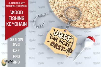 Wood Fishing Keychain Laser Cut. Wood Fishing Tag SVG SVG Evgenyia Guschina 