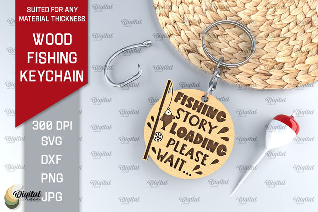 Wood Fishing Keychain Laser Cut. Wood Fishing Tag SVG SVG Evgenyia Guschina 