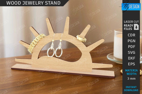 Wood Jewelry Stands Laser Cut Bundle | Earrings Display Cards | Jewelry Holders | Desktop Jewelry Stands | Craft Show Display Stands | Modern Jewelry Stands | CNC Files SVG Fly Design 