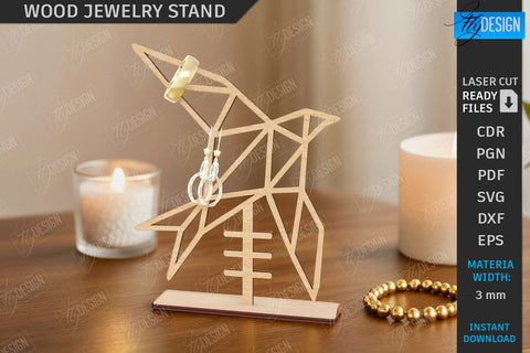 Wood Jewelry Stands Laser Cut Bundle | Earrings Display Cards | Jewelry Holders | Desktop Jewelry Stands | Craft Show Display Stands | Modern Jewelry Stands | CNC Files SVG Fly Design 