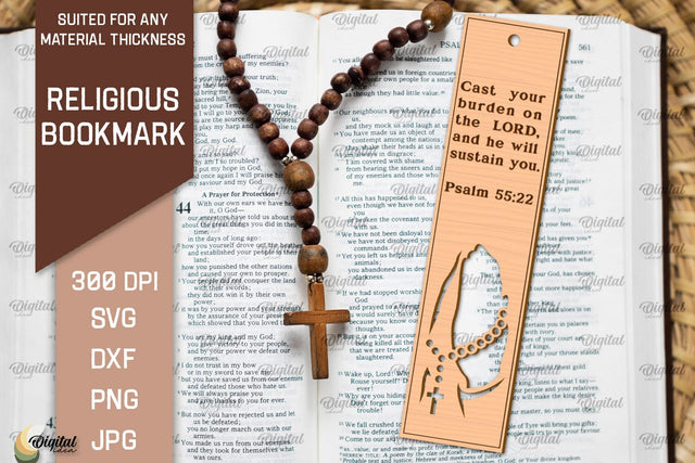 Wood Laser Cut Religious Bookmark. Bible Bookmark SVG SVG Evgenyia Guschina 