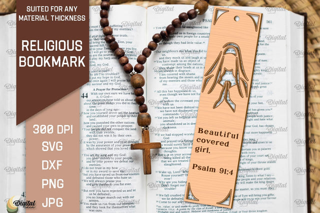 Wood Laser Cut Religious Bookmark. Bible Bookmark SVG SVG Evgenyia Guschina 