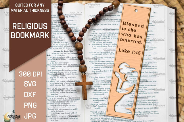 Wood Laser Cut Religious Bookmark. Bible Bookmark SVG SVG Evgenyia Guschina 