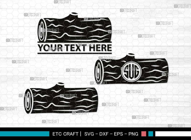 Rustic Log Svg Vector Wood Log Monogram, Wood Log Silhouette, Wood Log SVG, Wood Svg, Tree ...