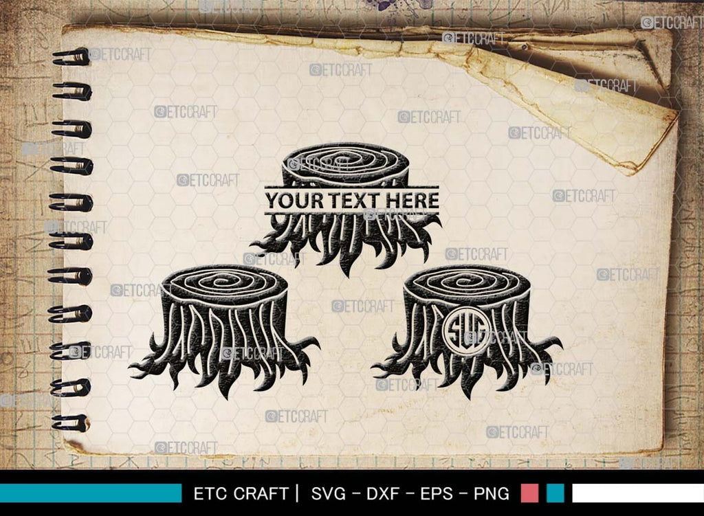 Wood Log Monogram, Wood Log Silhouette, Wood Log SVG, Wood Svg, Tree ...